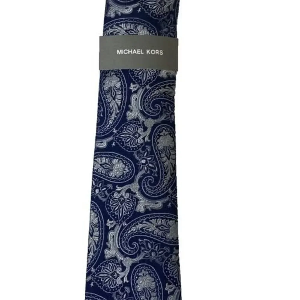 Michael Kors Mens Tie Moss Necktie Dark Navy Paisley NWT $69.50